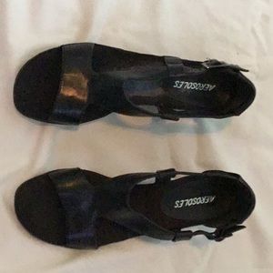 Aerosols black wedge sandal.